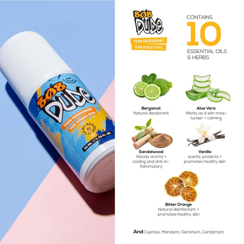 808 Dude 808Dude Certified Organic Deodorant for Teen Boys. Eliminate Kids Stinky Pits. Aluminum Free. Native and All Natural Cruelty Free and Vegan Ingredients for the Ultimate Kidz Armpit Detox 50ml - Image 2